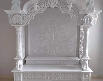 MARBLE STOREart Handmade Marble Temple, Indian Home Temple Pooja Mandir, Marble Mandir Cabinet for Home