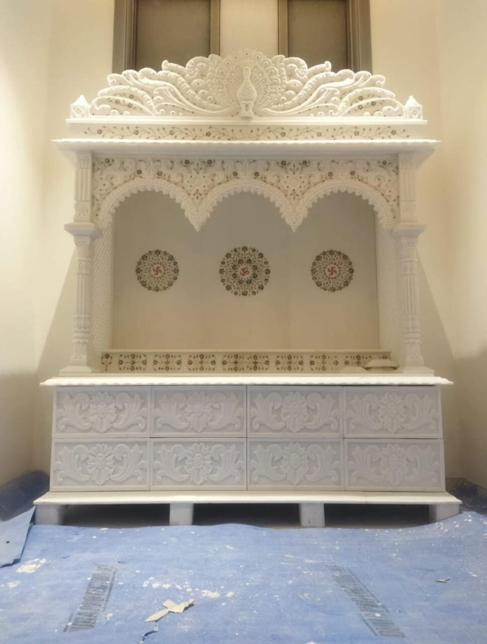 Marble Peacock Enlay Temple , Marble Temple , Home Temple - Etsy UK