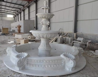 White Marble lionsface design fountain , marble fountain