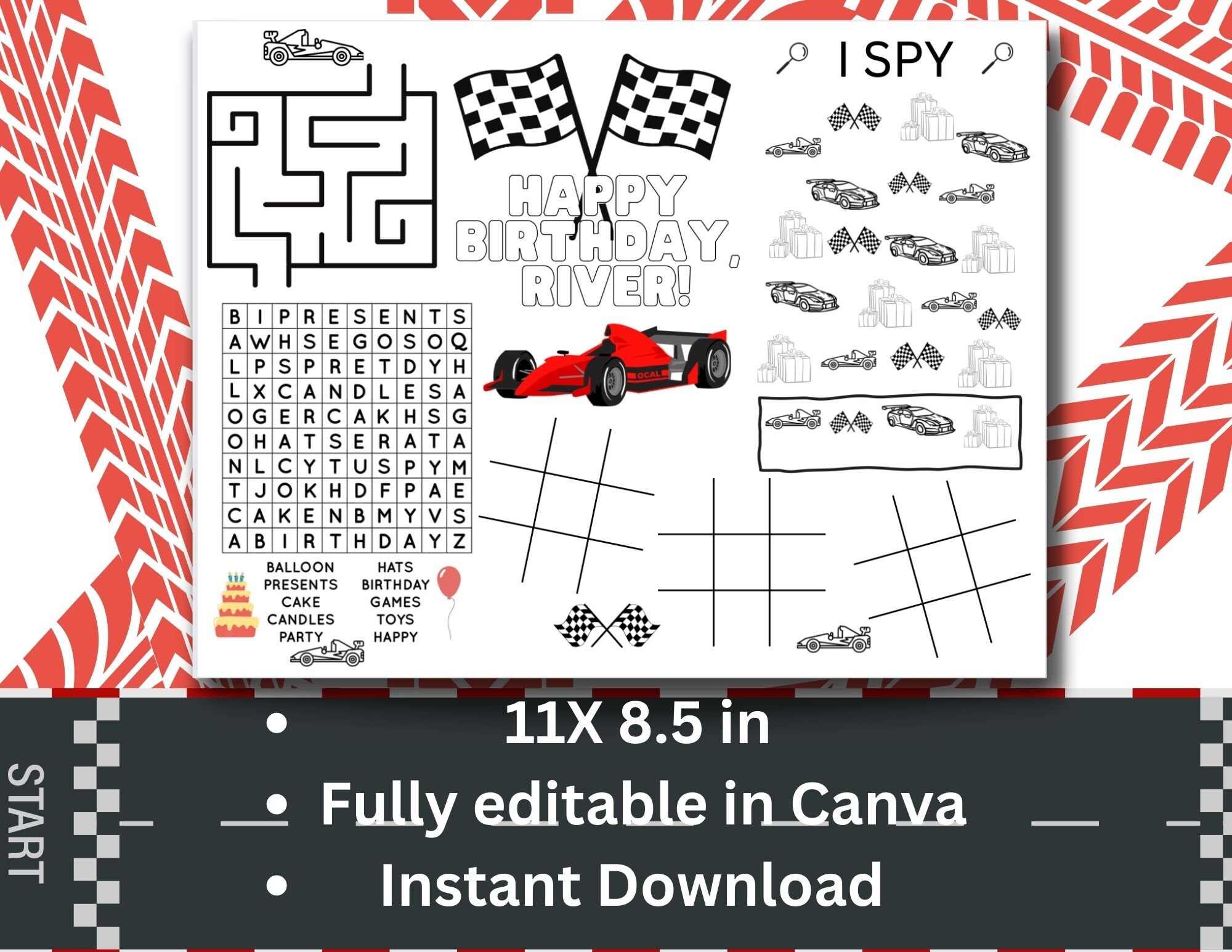 Race Car Birthday Party Coloring Sheet Race Car Party Birthday Coloring ...