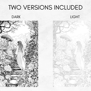 25 Coloring Pages, Secret Gardens, Coloring Book for Adults Grayscale, Floral Coloring Page, Advanced Coloring Book Intricate, PDF Coloring image 4