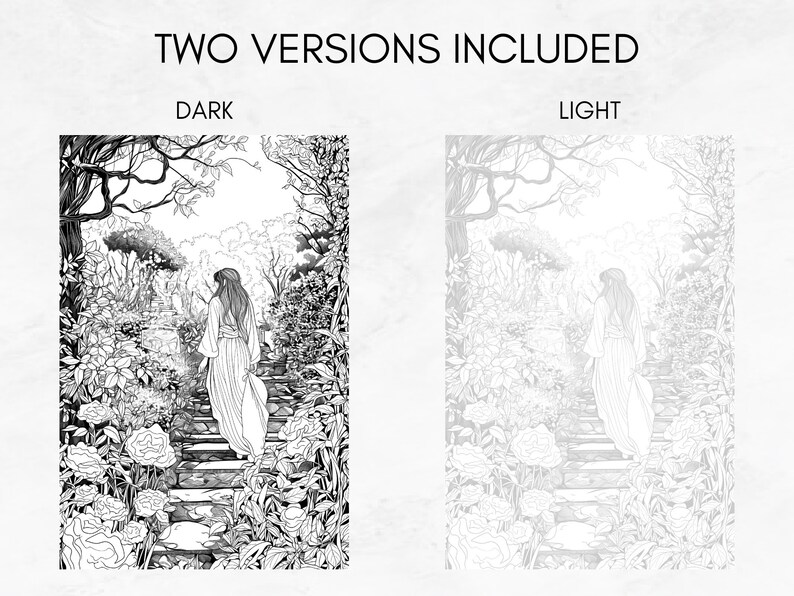 25 Coloring Pages, Secret Gardens, Coloring Book for Adults Grayscale, Floral Coloring Page, Advanced Coloring Book Intricate, PDF Coloring image 4