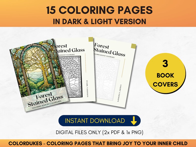 15 Forest Coloring Pages Stained Glass, Not Grayscale Coloring Book for ...