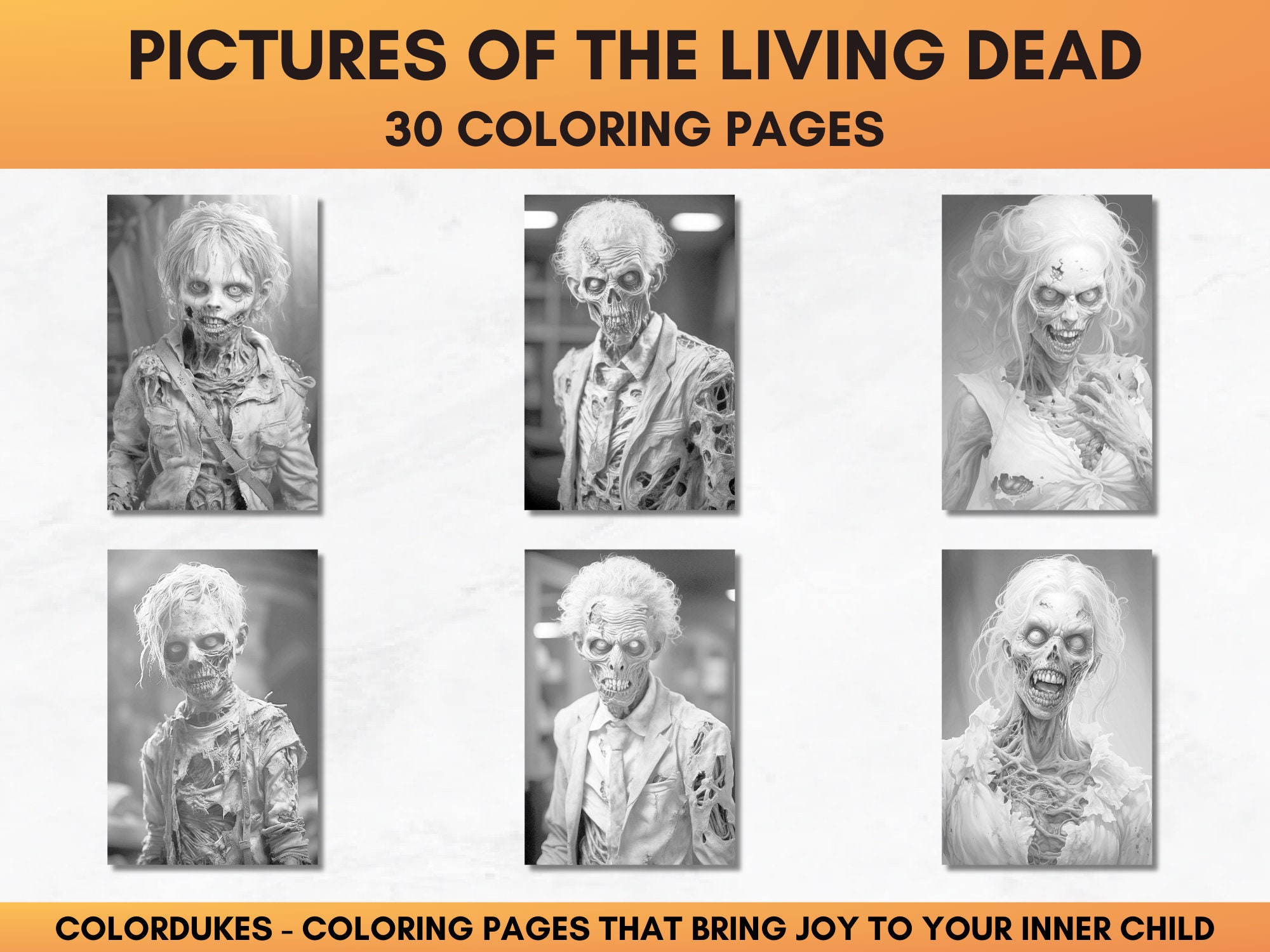 30 Zombie Coloring Pages for Adults Halloween Coloring Book - Etsy