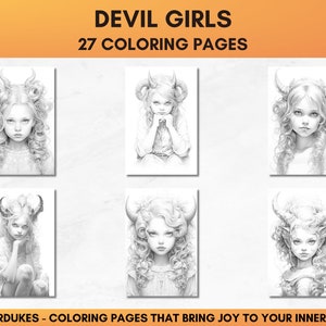 27 Devil Girls Coloring Pages for Adults, Realistic Halloween Coloring ...
