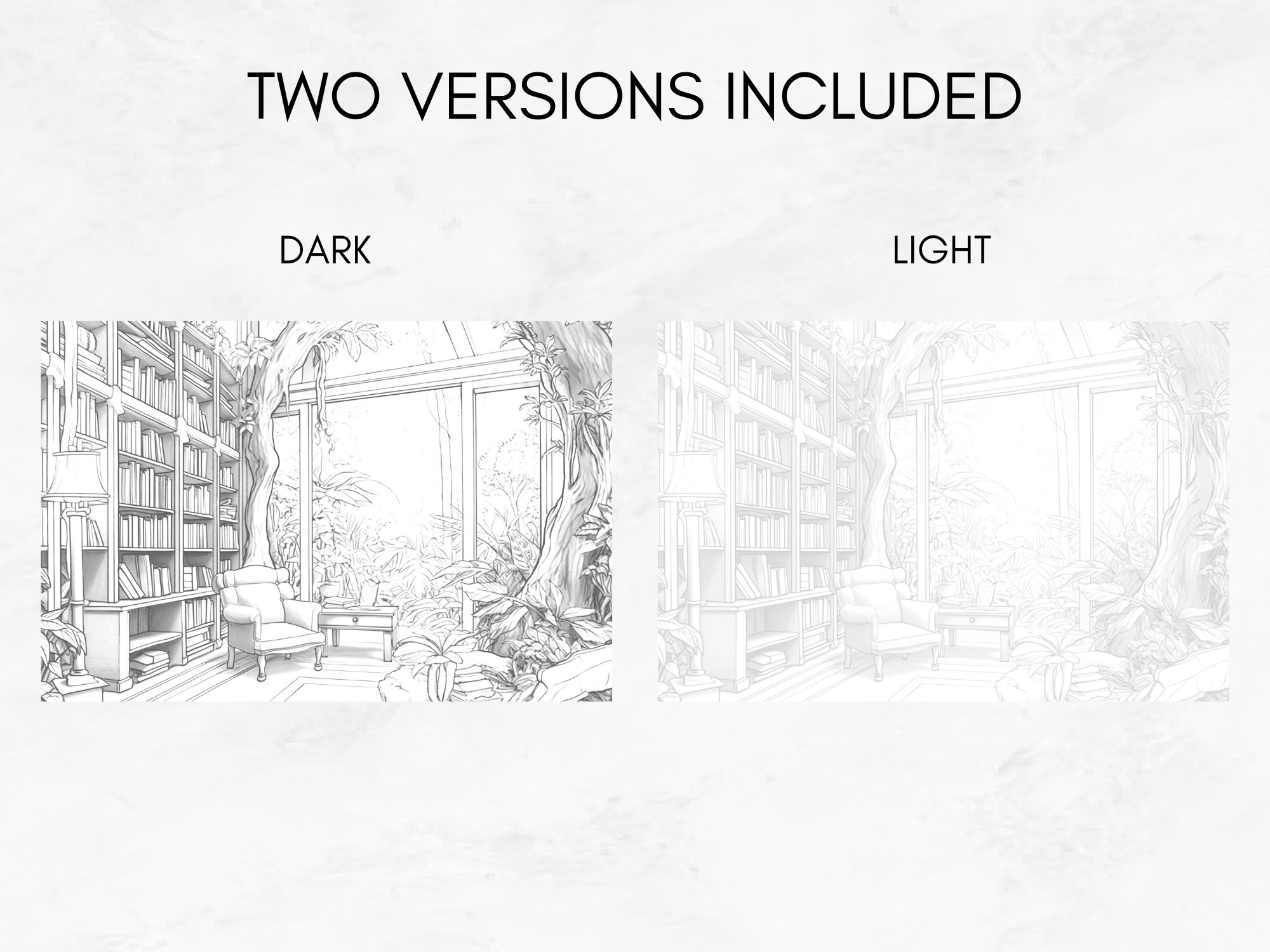 25 Coloring Pages, Jungle Libraries Grayscale Adult Coloring Book, Gift ...