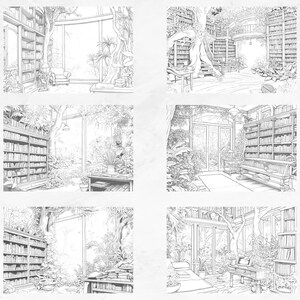 25 Coloring Pages, Jungle Libraries Grayscale Adult Coloring Book, Gift ...