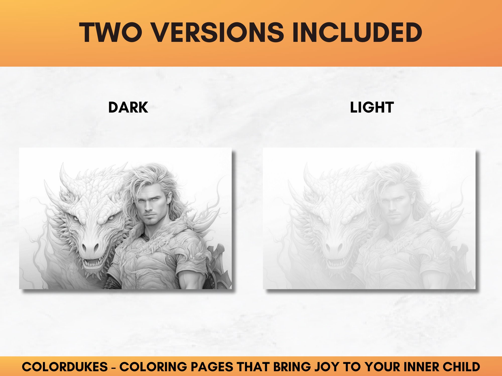 Dragon Riders Coloring Pages in Grayscale, Warrior Coloring Book for ...