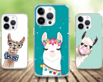Cute Llama Alpaca Animal Phone case for iPhone 17/16/15/14/13/12/11 S25 S24 S23 S22 S21 S20 A55 A54 A53 A35 A34 A15 A14 Google 7 8 9 10