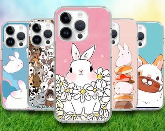 Rabbit Bunny Animal Art Phone case for iPhone 17/16/15/14/13/12/11 S25 S24 S23 S22 S21 S20 A55 A54 A53 A35 A34 A15 A14 Google 7 8 9 10