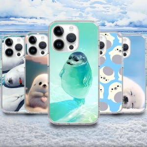 Niedliche Kawaii Seehund Tier Handyhülle für iPhone 17/16/15/14/13/12/11 S25 S24 S23 S22 S21 S20 A55 A54 A53 A35 A34 A15 A14 Google 7 8 9 10