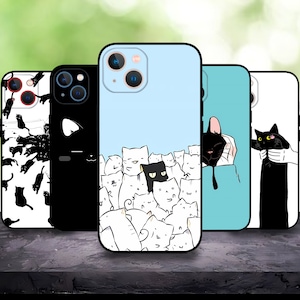 Black Cat Lover Art Phone case for iPhone 15/14/13/12/11/SE/X/8/7/6 S24 S23 S22 S21 S20 A55 A54 A53 A35 A34 A15 A14 A13 Google Pixel 7/8A