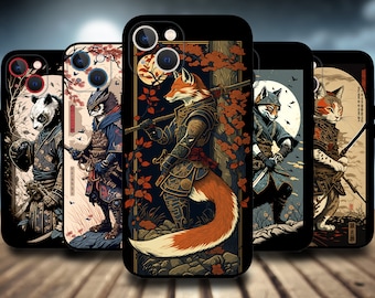 Japanische Ukiyo-e Samurai Kriegerin Handytasche für iPhone 15/14/13/12/11 S24 S23 S22 S21 S20 A55 A54 A53 A35 A34 A15 A14 A13 Google Pixel 8A