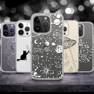 Black & White Pattern Clear Phone case for iPhone 17/16/15/14/13/12/11 S25 S24 S23 S22 S21 S20 A55 A54 A53 A35 A34 A15 A14 Google 7 8 9 10