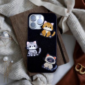 Embroidered Patch Hook & Loop Phone case for iPhone 17/16/15/14/13/12/11 S25 S24 S23 S22 S21 S20 A55 A54 A53 A35 A34 A15 A14 Google 7 8 9 10