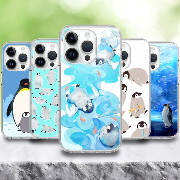 Cute Penguin Ocean Marine life Phone case for iPhone 15/14/13/12/11/SE S24 S23 S22 S21 S20 A55 A54 A53 A35 A34 A15 A14 A13 Google Pixel 7/8A