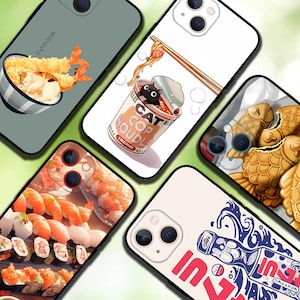 Funda de teléfono con comida japonesa Ramen Sushi para iPhone 17/16/15/14/13/12/11 S25 S24 S23 S22 S21 S20 A55 A54 A53 A35 A34 A15 A14 Google 7 8 9 10