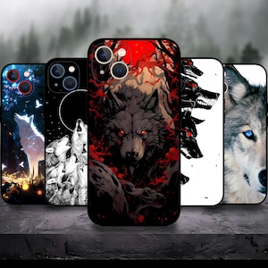 Custodia per telefono con motivo lupo, animali, fauna selvatica, arte, per iPhone 17/16/15/14/13/12/11 S25 S24 S23 S22 S21 S20 A55 A54 A53 A35 A34 A15 A14 Google 7 8 9 10