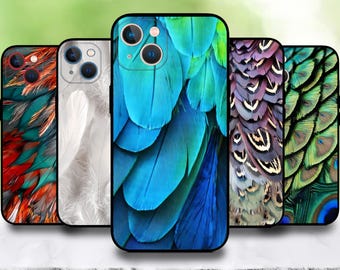 Feather Bird Parrot Pattern Phone case for iPhone 17/16/15/14/13/12/11 S25 S24 S23 S22 S21 S20 A55 A54 A53 A35 A34 A15 A14 Google 7 8 9 10