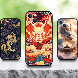 Funda de teléfono con diseño de dragón y rey del imperio chino para iPhone 16/15/14/13/12/11 S25 S24 S23 S22 S21 S20 A55 A54 A53 A35 A34 A15 A14 Google 7 8 9