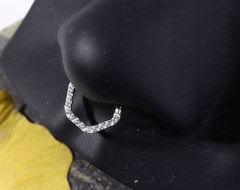 F-136 Titanium Hexagon Septum Ring| Steel Hinged Septum Jewelry| 16g Septum Piercing Hoop| Daith Earring Hoop| Safe Metel Piercing Ring