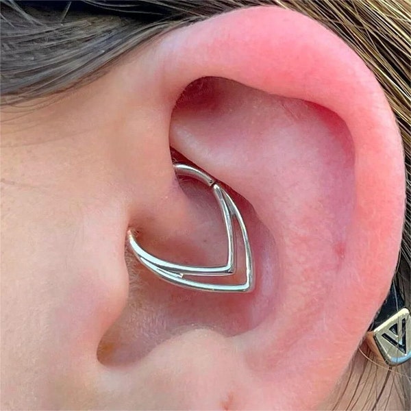 16G F-136 Titanium Double V-shape Daith Clicker, Hinged Daith Ring, Daith Jewelry, Daith Hoop, Daith Clicker, Daith Earring 1.2*8/10mm