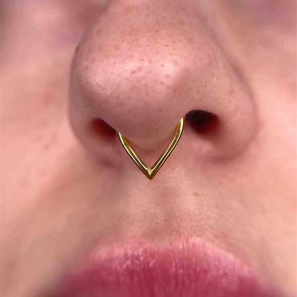 16G G23 Titan V-Form Septum Clicker, klappbarer Septum Ring, Stahl Septum Schmuck, Daith Hoop, Daith Clicker, Daith Ohrring 1.2 * 8 / 10mm