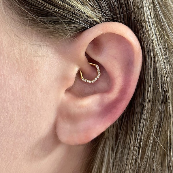 F-136 Titanium Hexagon Daith Clicker| Daith Earring 1.2*8mm/10mm| Hinged Daith Ring| 16g Daith Jewelry| Safe Metel Piercing Ring