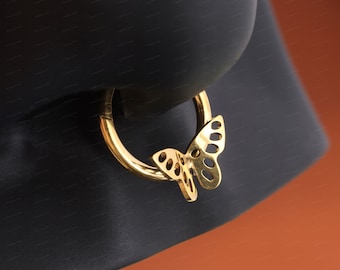 F-136 Titanium Butterfly Septum Ring| Hypoallergenic Metal for Sensitive Skin| Piercer Picked Piercing Jewelry| Safe Septum Hoop 1.2*8/10