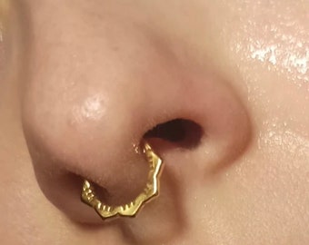 Cliqueur de septum floral en acier chirurgical 16G | Anneau de décantation articulé| Bijoux piercing septum| Créoles Daith| Piercing 1.2*8/10mm Argent Or