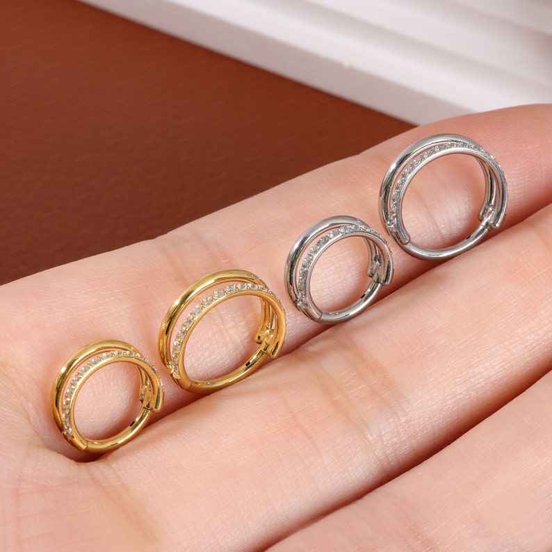 F-136 Titanium Cubic zirconia Septum Ring Silver&Gold, 1.28/10mm, Boucle doreille Daith Hoop, Bague Helix, Bijoux piercing articulés, Emballage cadeau image 9