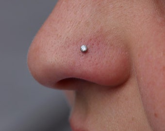 20G/18G 316L Steel Tiny CZ Nose Stud| Bridal Nose Stud| Round CZ Nose Stud| L Shape Nose Studs| Nose Piercing Jewelry| Anti-allergy Jewelry