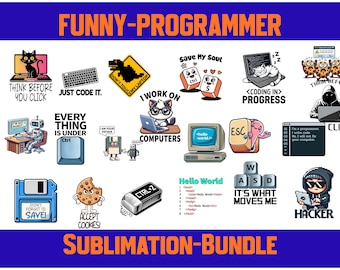 Funny Programmer Png Bundle, Coding Cliparts, Computer Geek, Stickers, Developer Shirt, Office Mug print, Commercial use, Instant Download