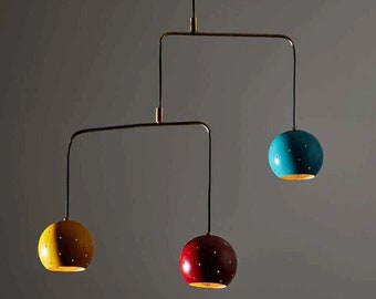 1950 Brass Mid Century Urchin Diboll Italia Sputnik Chandelier Mobile Stilnovo Kalmar Italian