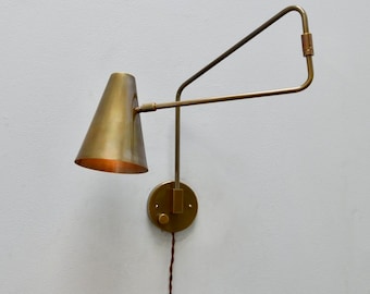 1950s Mid Century Brass Swing wall sconce Modern Brass Light Single Wall Fixture Wall Sconce Light Fixture Stilnovo Style Wall Fixture