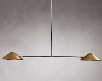 1950&#39;s Mid Century Antique Simms 2 Light Mid Century Modern Raw Brass Pendant Sputnik chandelier light Fixture Modern Brass Home Chandelier