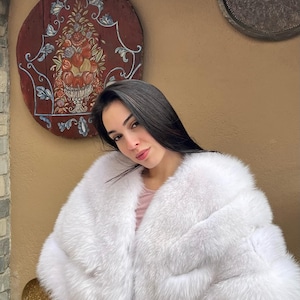 White Fox Fur Bridal Stole: Grace Wedding Wrap Shawl