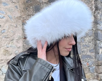 Elegant White Fox Fur Headband for Ultimate Winter Warmth