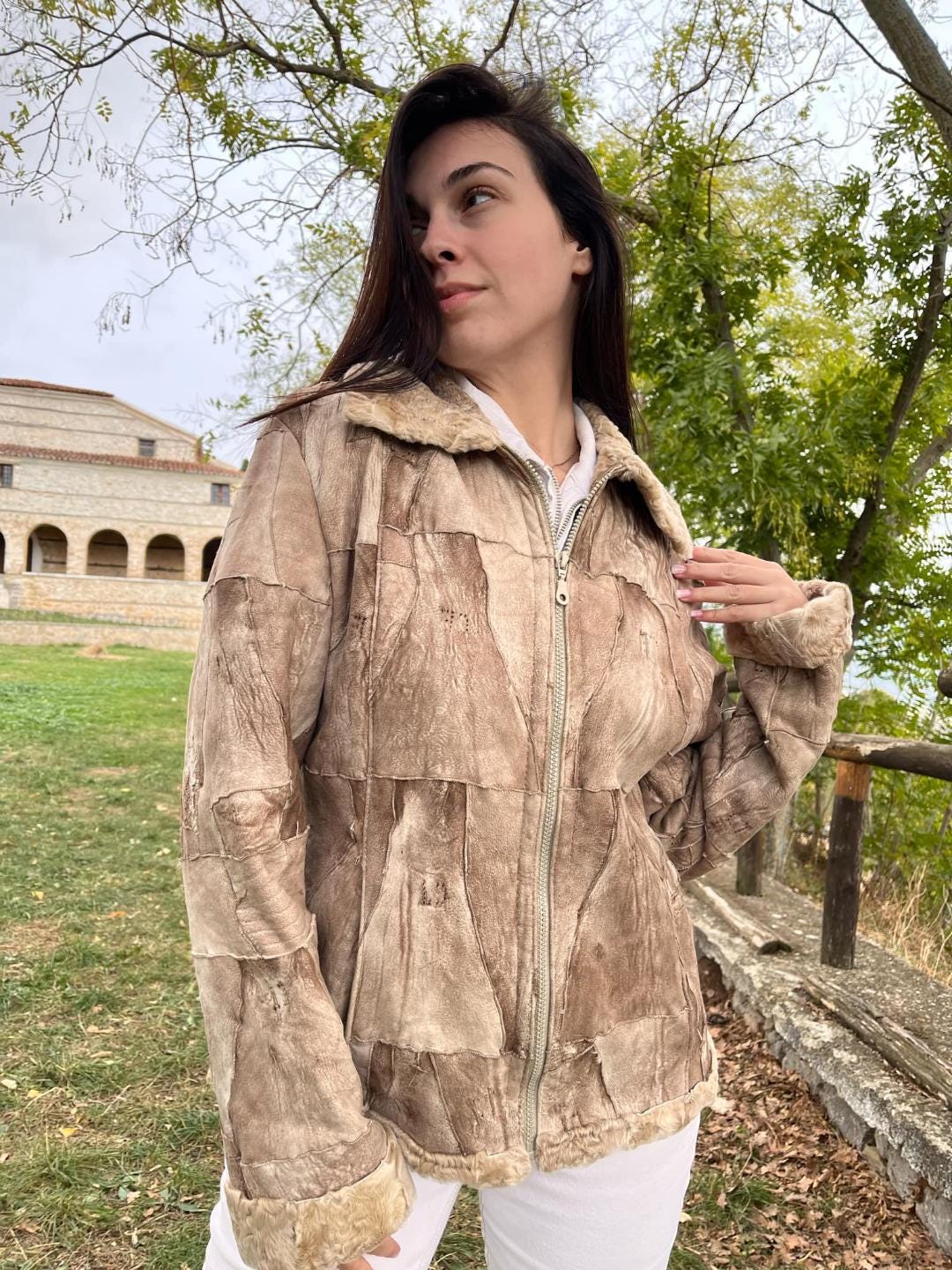 Manteau En Agneau Broadtail Marron Taille M - Neuf Sans étiquette - Marque Fursini