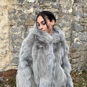 Silver fox fur coat - Etsy 日本