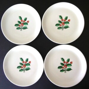 Christmas Plates 4 Harmony House Holly Salem China 1950s Vintage 7.25"