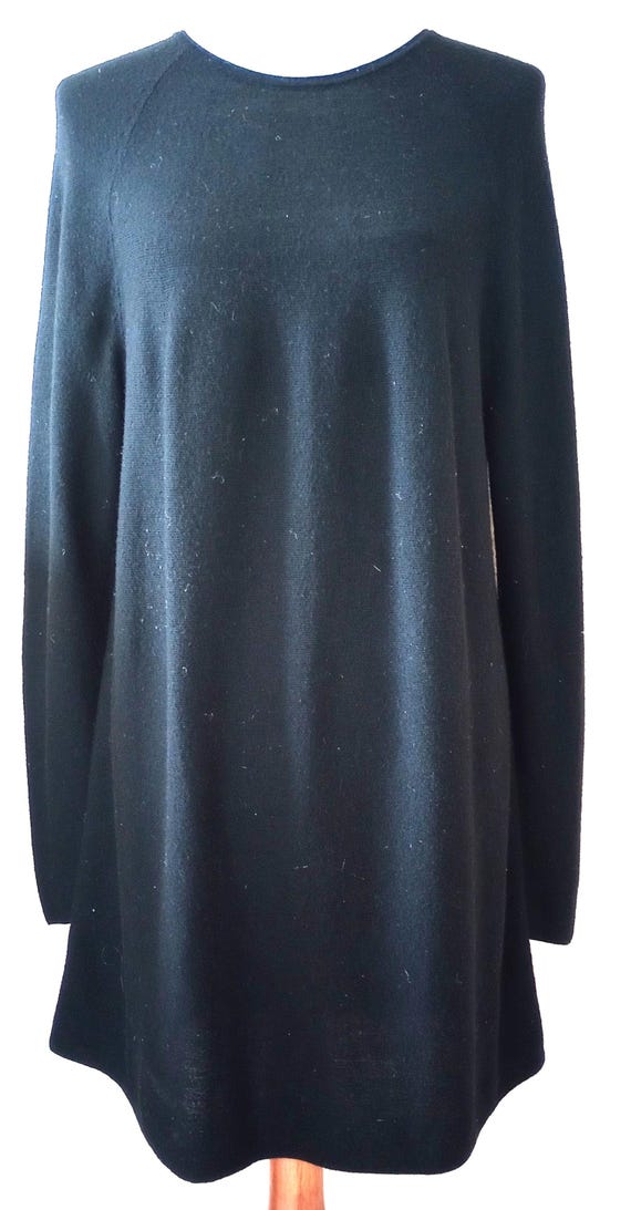 Vintage 90s Dress J Jill Large Sweater Tunic Black Merino Wool Long Sleeves Etsy
