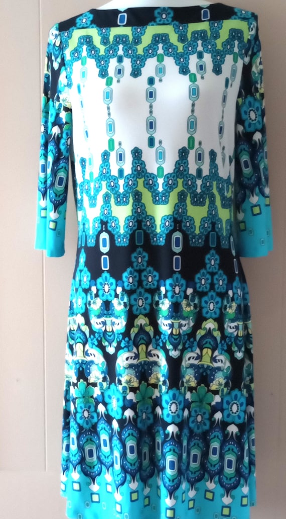 Dress Susan Lawrence Med Vtg Y2K Blue Green Floral