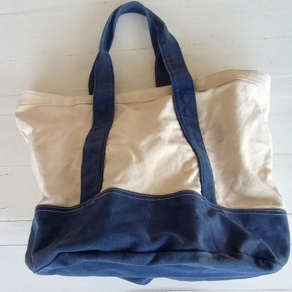 Bag Tote GAP Canvas Navy Blue Zipper Inner Pocket Travel Vintage 90s