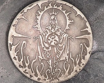 Hand Struck Necromancer - Dungeons And Dragons D&S RPG MTG Themed U.S.A. Morgan Dollar .999 Plated Coins/Token - Gaming, Dice, Board Piece
