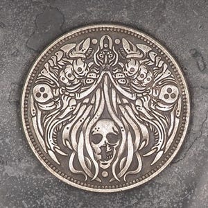 Dólar de Prata Morgan Golpeado à Mão - Ladrão de Almas - Espírito/Apocalipse/Arrebatamento/D&D, RPG, Moeda/Ficha/Medalha de Jogo MTG