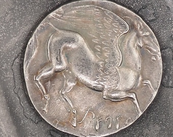 Replica of Ancient Carthage Sicily Siculo-Punic 260BC Decadrachm Coin in Silver Plate - Great Collectable Or For RPG Gaming Counter