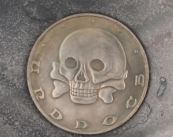 Moneda conmemorativa Memento Mori de la Muerte, acuñada a mano - Alemana/1919/Vanitas/Muerte/Medalla, chapada en plata .999, pieza única de coleccionista
