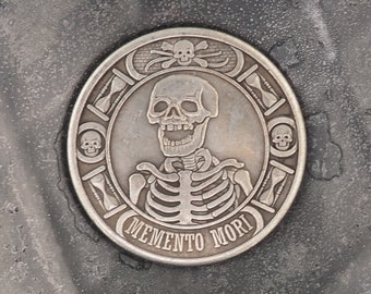 Hand Struck Memento Mori Plague Token - Skull/Vanitas/Death/Medal .999 Silver Plated Unique Collectors Coin