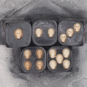 Schädel Knochen Farbe 5 Stück D6 Würfel Set-D&D Dungeons And Dragons/MTG/RPG/TableTop Spiele - Memento Mori/Vanitas Gothic Curio